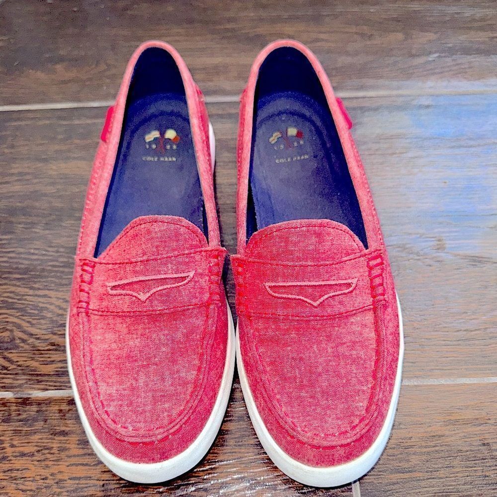 Cole Haan Nantucket Red Canvas Loafers Women’s 8